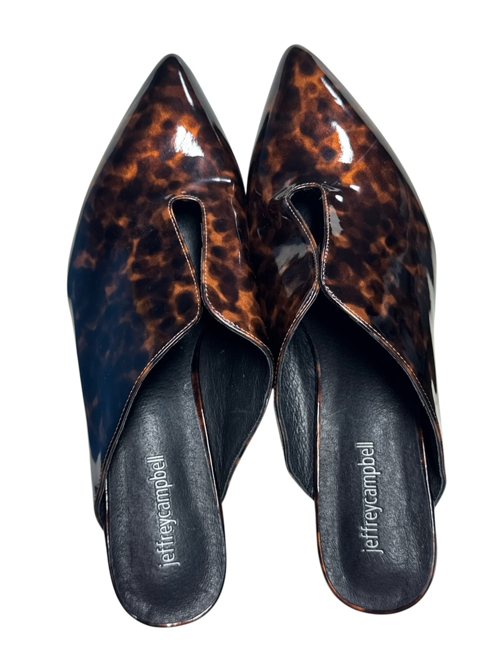 Jeffrey Campbell Tortoise Shell
Patent Leather Pointed Toe
Mules Size 10